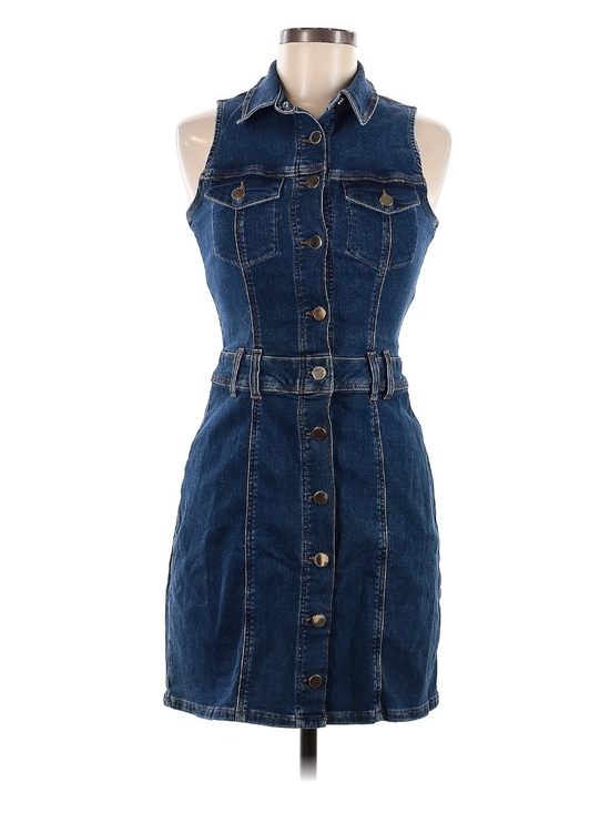 River Island Dresses & Skirts - River Island Dark Blue Denim Button-Front Mini Dress